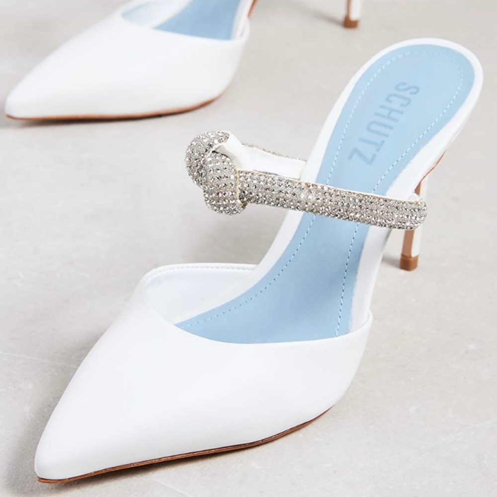 Schutz “pearl heel” size 9 - white and crystal heels - NWT
